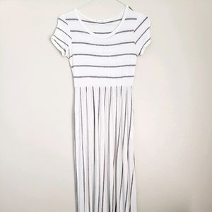 Reb & J Girls' Large Cream & Gray Striped Dress